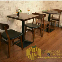 Set Meja Makan Cafe Minimalis Retro, Set Kursi Cafe dan Restoran Murah