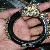 Gelang Akar Bahar Hitam Lentur Natural Unik Antik Variasi Naga