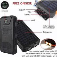 Jual Power Bank Solar Waterproof 2 USB Port 12000mAh dengan LED Lig Limited Murah
