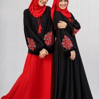 Setelan Rok Al-Hambra Baju Muslim Dannis Dewasa - Hitam Bunga Bunga