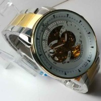 JAM TANGAN COWOK DISKON ROLLEX OTOMATIS BESAR SILVER GOLD COVER PUTIH