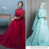 GPQ 05 Gaun Baju Pesta Pengantin Muslim Wedding Party Dress Hijab Ekor