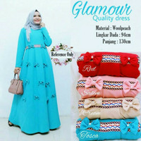 Fashion Muslim Gamis Polos Merek Glamour Model Pita