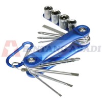 C-Mart Obeng + Kunci Sok Lipat Set 12 Pcs / Tool Kit Sepeda - K0018