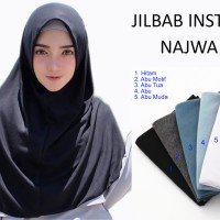 Jual Hijab Instan Najwa Murah - Kerudung Jilbab Kaos Katun TC - Abu Hitam Murah