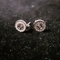 anting STUD CHANEL ROUND/ silver 925 lapis emas putih/ perhiasan