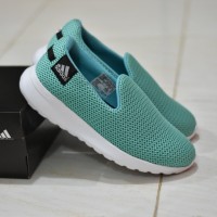 Sepatu Slip On Wanita Adidas Cloudfoam Hijau Tosca Sport Santai Jari