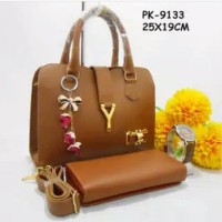 SET TAS WANITA DOMPET DAN JAM TANGAN 3 IN 1 Berkualitas