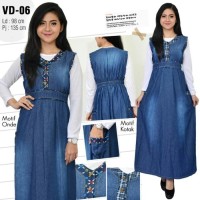 DRESS WANITA TERBARU 2018 Gamis maxi jeans overall kancing rok panjang