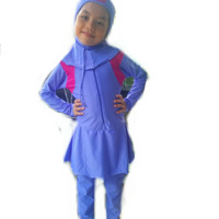 456 th BAJU PAKAIAN RENANG MUSLIM JILBAB ANAK PEREMPUAN LENGAN PANJANG