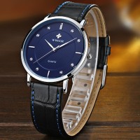 WWOOR 8811 Jam Tangan Pria Klasik Tipis Tali Kulit - Blue