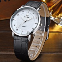 WWOOR 8811 Jam Tangan Pria Klasik Tipis Tali Kulit - White
