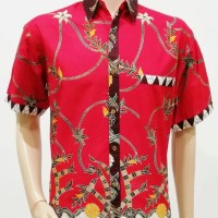Kemeja / Hem / Atasan / Baju / Seragam Pria Batik 2181 Merah BIG SIZE