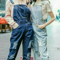 jeans denim levis jumpsuit baju kodok wanita jumsuit ripped robek