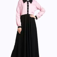 Baju Muslim Wanita Terbaru Gamis Fashion Kombinasi Warna Plus Hijab