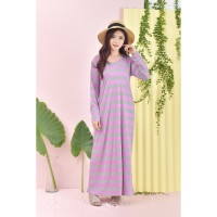 Baju Muslim Wanita Terbaru Jfashion Long Dress Corak salur besar