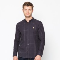 EMBA JEANS-Stevan Kemeja Pria Lengan Panjang Warna Dark Grey