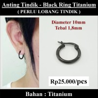 Anting Tindik Cowok Pria - Black Ring Titanium