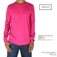 Kaos Polos Lengan Panjang Magenta 100% Cotton Combed 30s Reaktif