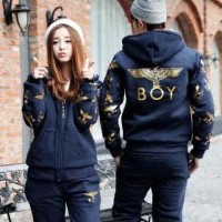 Couple Jaket Boy Navy LO Jaket Couple Babyterry Navy Elegan Trendi