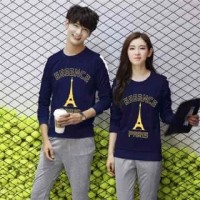 Couple Essence Navy LT Baju Couple Babyterry Navy Trendi Terlaris