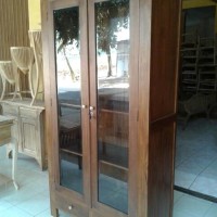 display cabinet lemari pakaian hias baju kayu jati minimalis