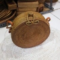 Jual Tas Rotan /Ratan Bag Bulat motif polos Murah Murah