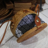 Jual Tas Rotan /Ratan Bag Bulat motif bunga matahari Murah Murah