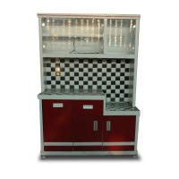 Rak Piring Kayu Magic Com 3 Pintu Keramik CBJ113 - Motif Catur