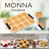 Jual LOYANG CETAKAN PAN TEFLON 12CUP MONNA MUFFIN CAKE KUE BOLU IMPORT Murah