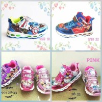 Sepatu Anak Kartun Frozen Superhero Import Murah Lampu LED