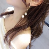 ANTING PESTA KOREA PANJANG MUTIARA DOUBLE GOLD ND1035