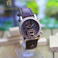 jam tangan wanita aigner tanggal chrono off kulit terbaru