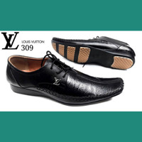 Sepatu Formal Pria - LOUIS VUITON 309 black - Super - Kulit Asli