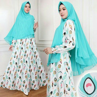 GAMIS SYARI KATUN JEPANG BAJU MUSLIM WANITA SET BERGO DOUBLE LAYER