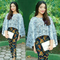Setelan Kebaya Brukat/Brokat/Lace Modern Combi Rok Pencil Batik Cantik