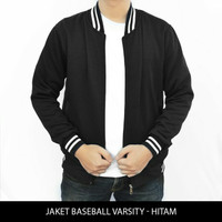 Jual Jaket Varsity Polos Hitam Size Jumbo | Jaket Baseball Size XXL - XXXL Murah