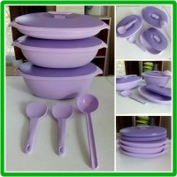 gift kado pernikahan serving set tempat makanan plum purple Tupperware