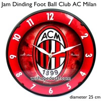Jam Dinding Rumah Club Bola 25 cm ac milan