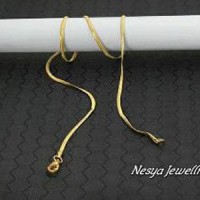 Kalung Ulat Pipih Titanium 316L / Kw Emas / Necklace Go DISKON