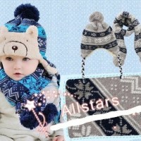 Set Topi Kupluk dan Syal Anak untuk Winter / Musim Dingin MURAH