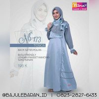 Gamis Nibras NB 173 Toska Satin Mix Serat Kayu Manset Kancing Busui