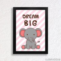 Jual Poster Gajah Lucu / Quote Dream Big / Hiasan Dinding Inspiratif Murah