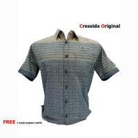 Kemeja Pria Lengan Pendek Katun Halus Baju Casual Pria Merk Cressida