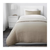 IKEA KARIT Penutup tempat tidur 180x280 cm, sarung bantal, krem