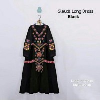 Glaudi Long Dress Hitam Baju Muslim Wanita Gamis Warna Hitam