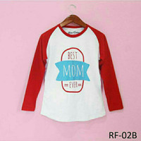 Kaos Family Keluarga / Kaos Couple Lengan Raglan Panjang Motif Wanita