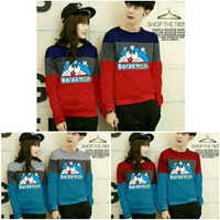 Couple Sweater Doraemon Kombinasi Baju Couple Kaos Jaket