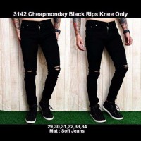 Celana Jeans Jeans Ripped Pria Jeans Robek Cheapmonday Hitam