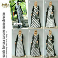 Gamis Batik Kombinasi Polos Cantik Monocrome